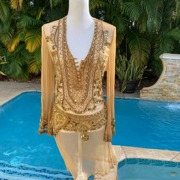 Stunning couture gold dress - Picture 6 of 11